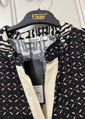 Desenli Siyah Uzun Bohem Elbise - Görsel 2