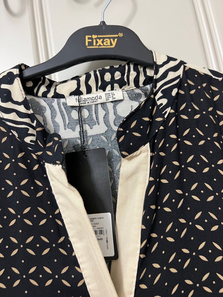 Desenli Siyah Uzun Bohem Elbise - Görsel 2