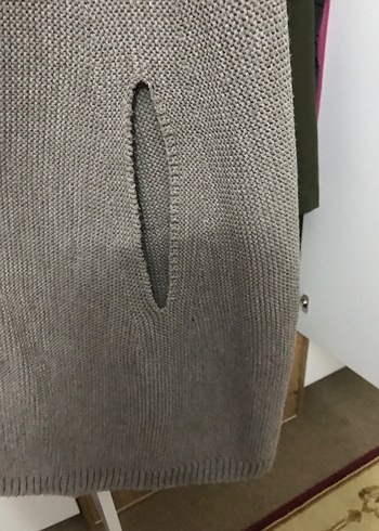 Düğmeli Gri Kadın Dış Giyim - Görsel 5