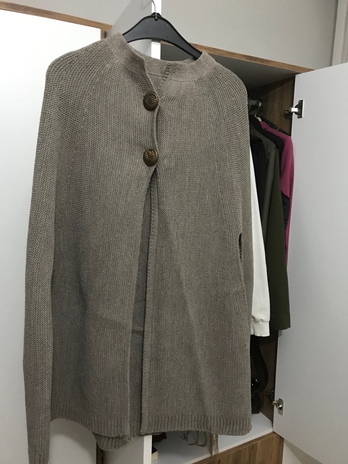 Düğmeli Gri Kadın Dış Giyim - Görsel 2