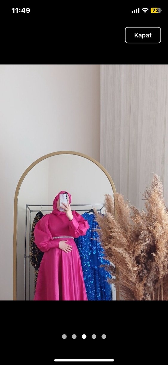 Pembe, Uzun, Salaş Kesim Tesettür Abiye - Görsel 2