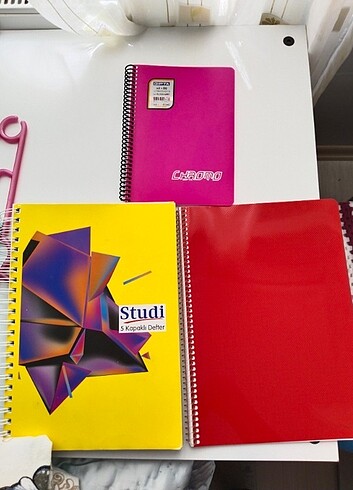 3 lü defter seti, kareli ve çizgili 
