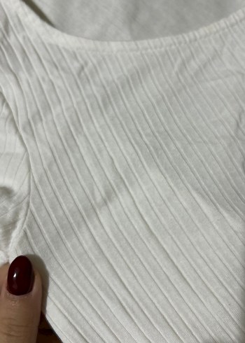 Kadın Beyaz Kısa Kollu Tişört - Görsel 5