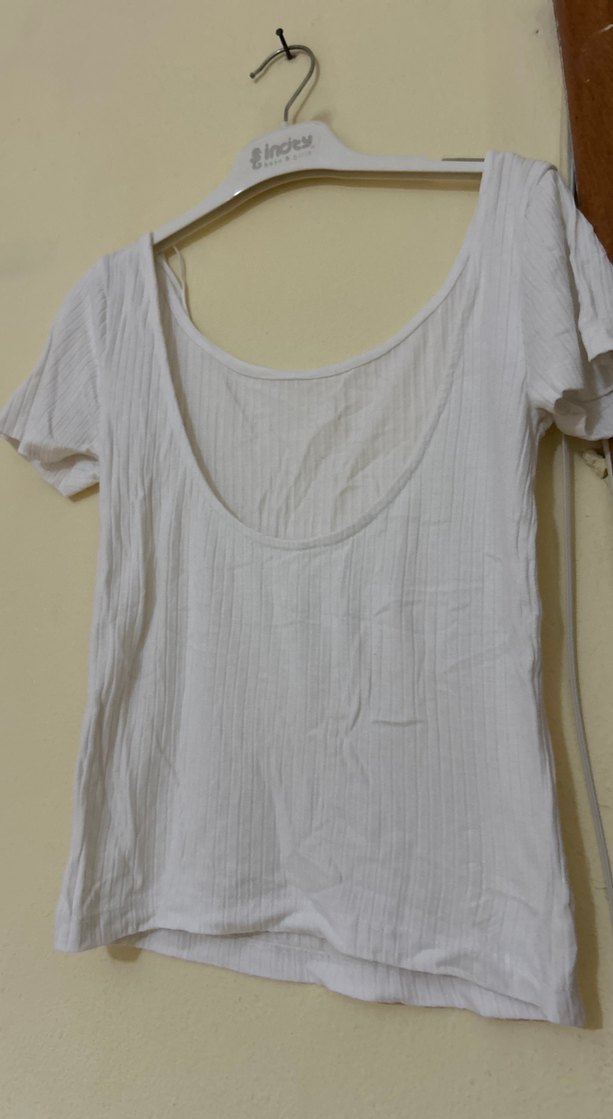 Kadın Beyaz Kısa Kollu Tişört - Görsel 4