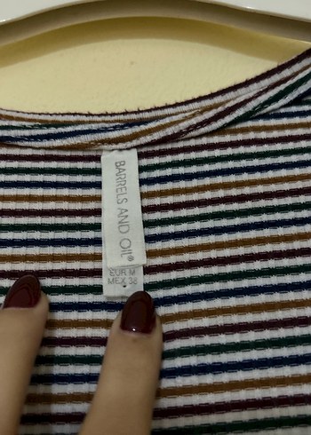 Renkli Çizgili Kısa Kollu Midi Elbise - Görsel 4