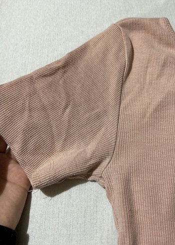 Açık pembe Kadın Kısa Kollu Crop Top - Görsel 2