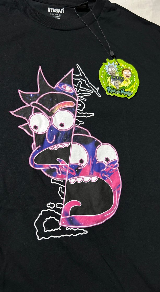 Siyah Baskılı Rick And Morty Tişört - Görsel 2