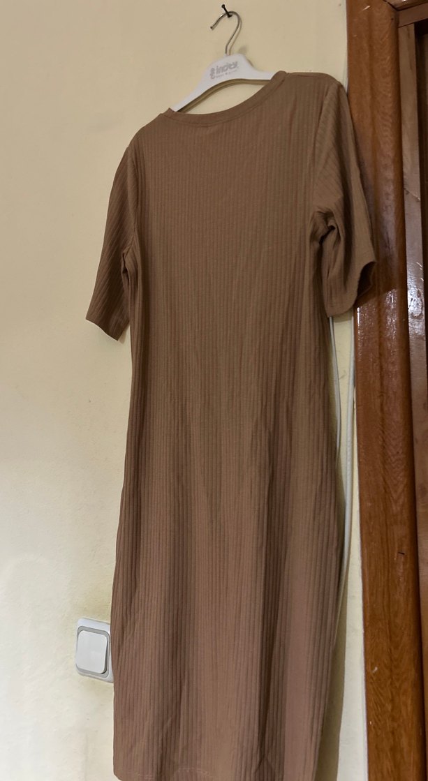 Bej-Kum rengi Kadın Uzun Elbise - Görsel 4