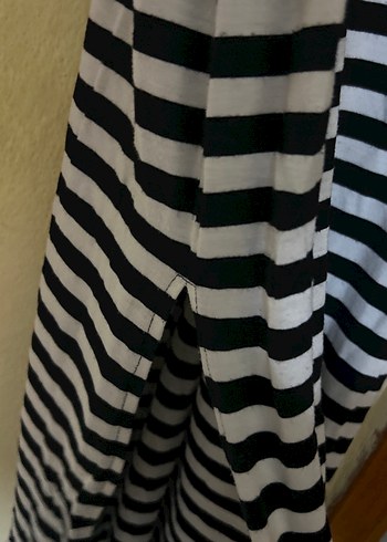 Siyah Çizgili Uzun Kolsuz Elbise - Görsel 6