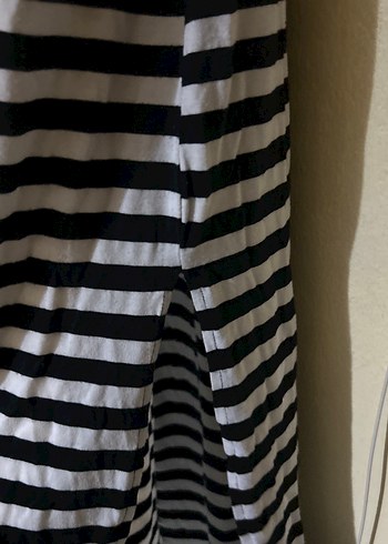 Siyah Çizgili Uzun Kolsuz Elbise - Görsel 5