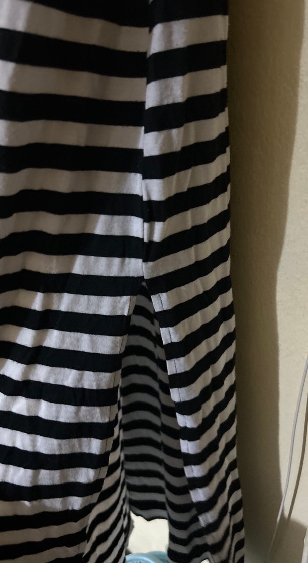 Siyah Çizgili Uzun Kolsuz Elbise - Görsel 5