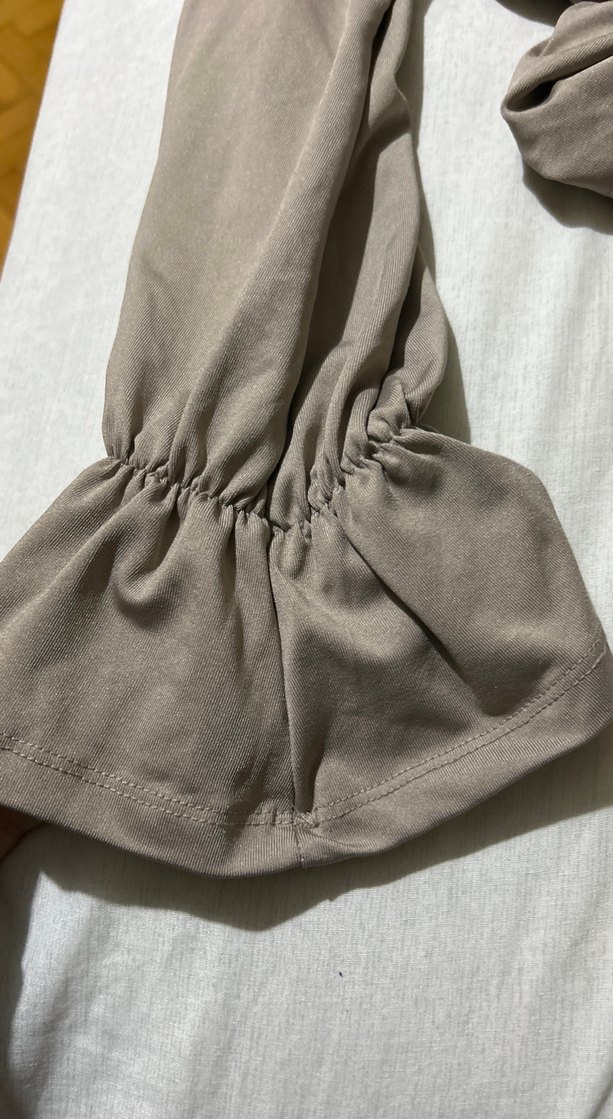 Gri Drapeli Kadın Keten Bluz - Görsel 5