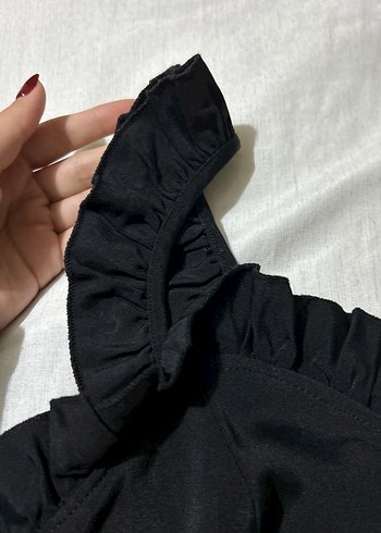 Siyah Fırfırlı Strappy Büstiyer - Görsel 2