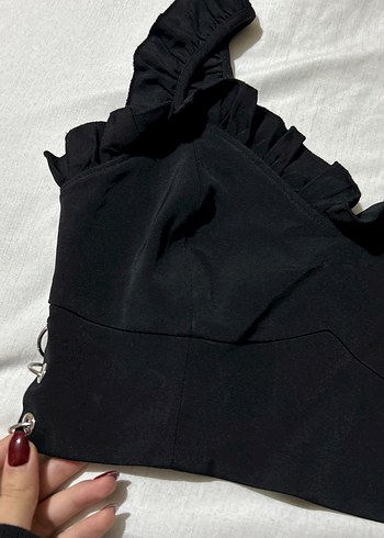 Siyah Fırfırlı Strappy Büstiyer - Görsel 3