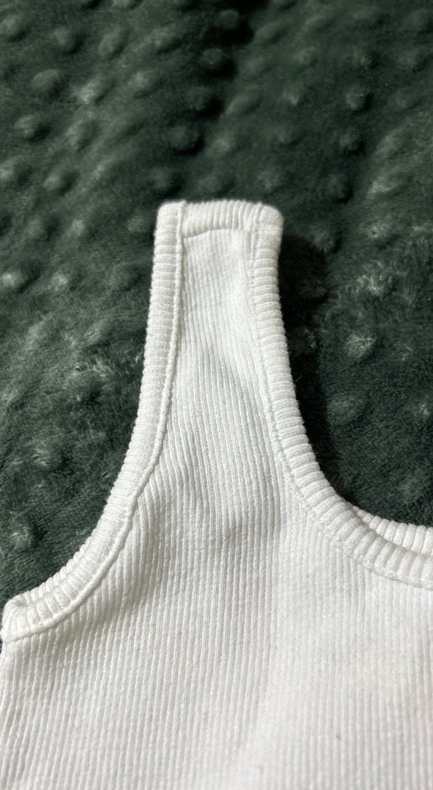 Kadın Beyaz Pamuklu Kolsuz Crop Top - Görsel 3