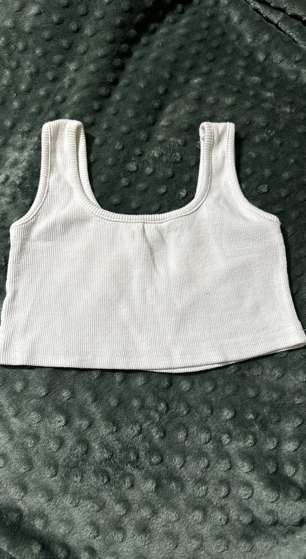 Kadın Beyaz Pamuklu Kolsuz Crop Top - Görsel 2