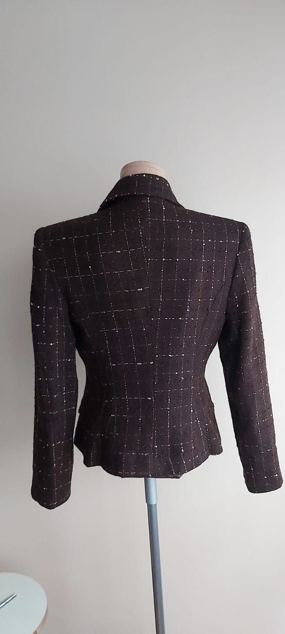 Kahverengi vintage bele oturan y2k grunge Blazer Ceket - Görsel 4