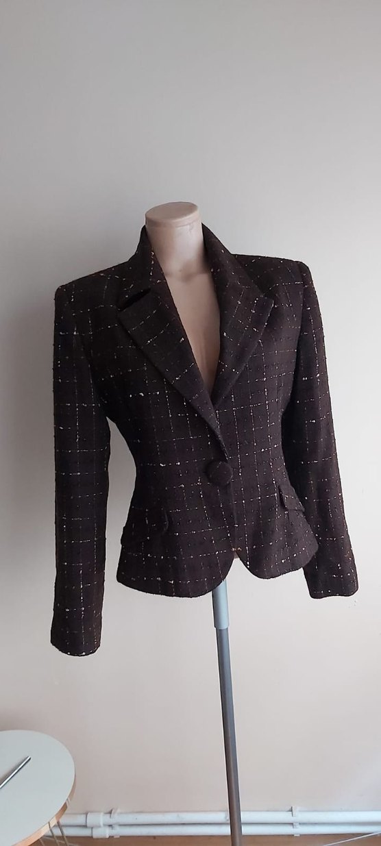Kahverengi vintage bele oturan y2k grunge Blazer Ceket - Görsel 2