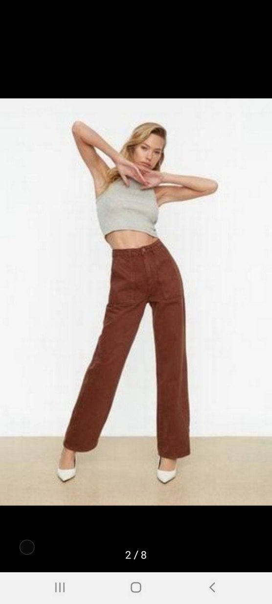 Trendyol Kahverengi Rahat Kesim Kot Pantolon Jean - Görsel 2