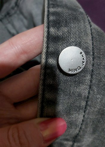 Mango vintage look Gri Kadın Denim Ceket Rahat Kesim - Görsel 10