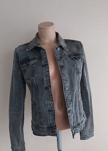 Mango vintage look Gri Kadın Denim Ceket Rahat Kesim - Görsel 5