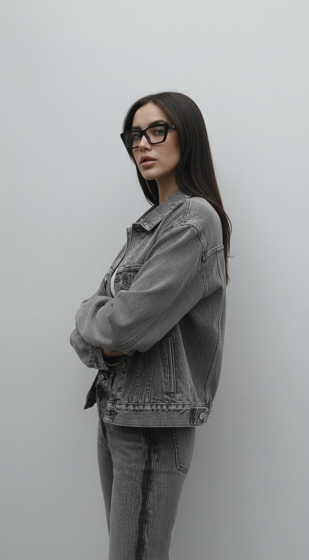 Mango vintage look Gri Kadın Denim Ceket Rahat Kesim - Görsel 4