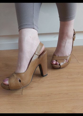 American Vintage Hotiç Vintage Camel Deri Platform Topuklu Kadın Ayakkabı