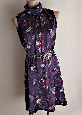 Mor Midi Bohem Salaş vintage Abiye Elbise
