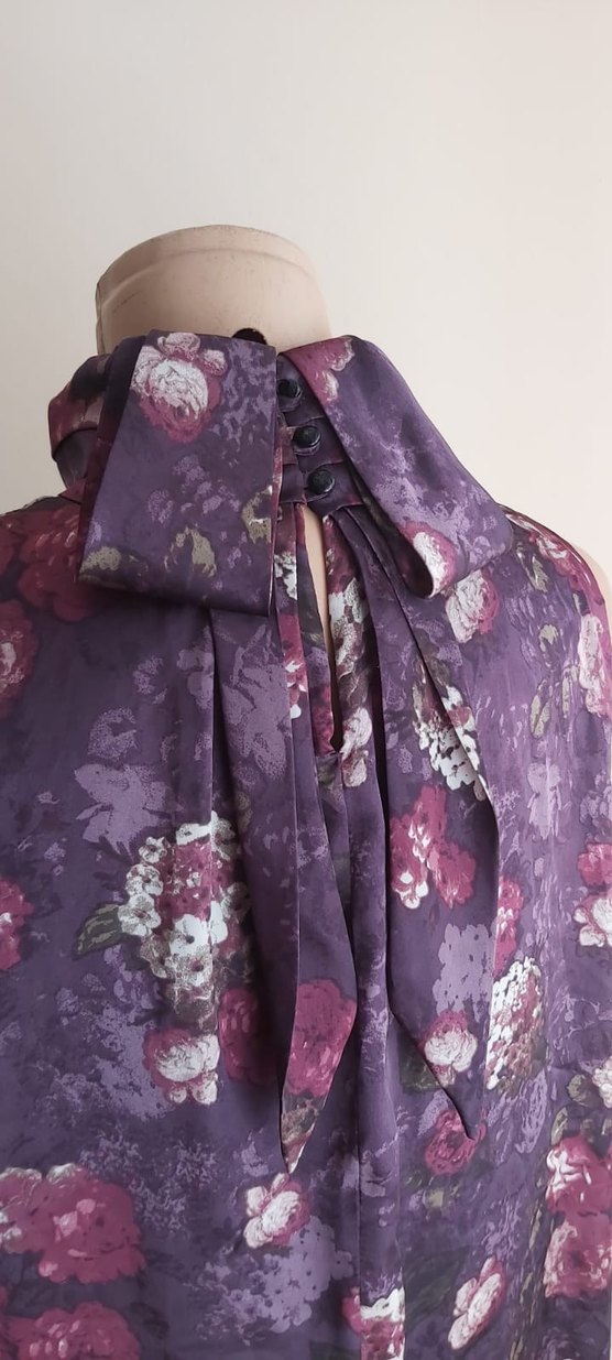 Mor Midi Bohem Salaş vintage Abiye Elbise - Görsel 4