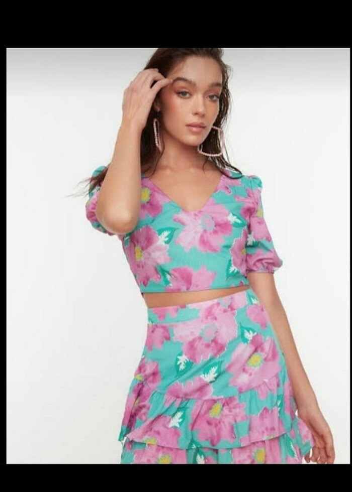 Trendyolmilla çiçekli alt üst poplin takım - Görsel 4