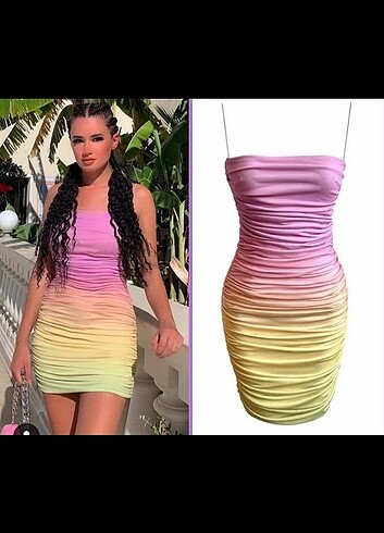 Sheinside Whenever Company spagetti askılı feminen yaz elbisesi