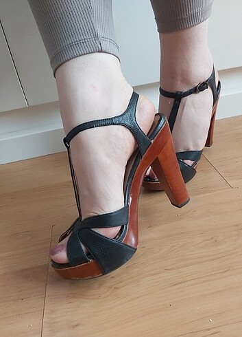 38 Beden siyah Renk Steve Madden marka kalın topuklu şık vintage ayakkabı