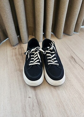 Marjin siyah sneaker ayakkabı