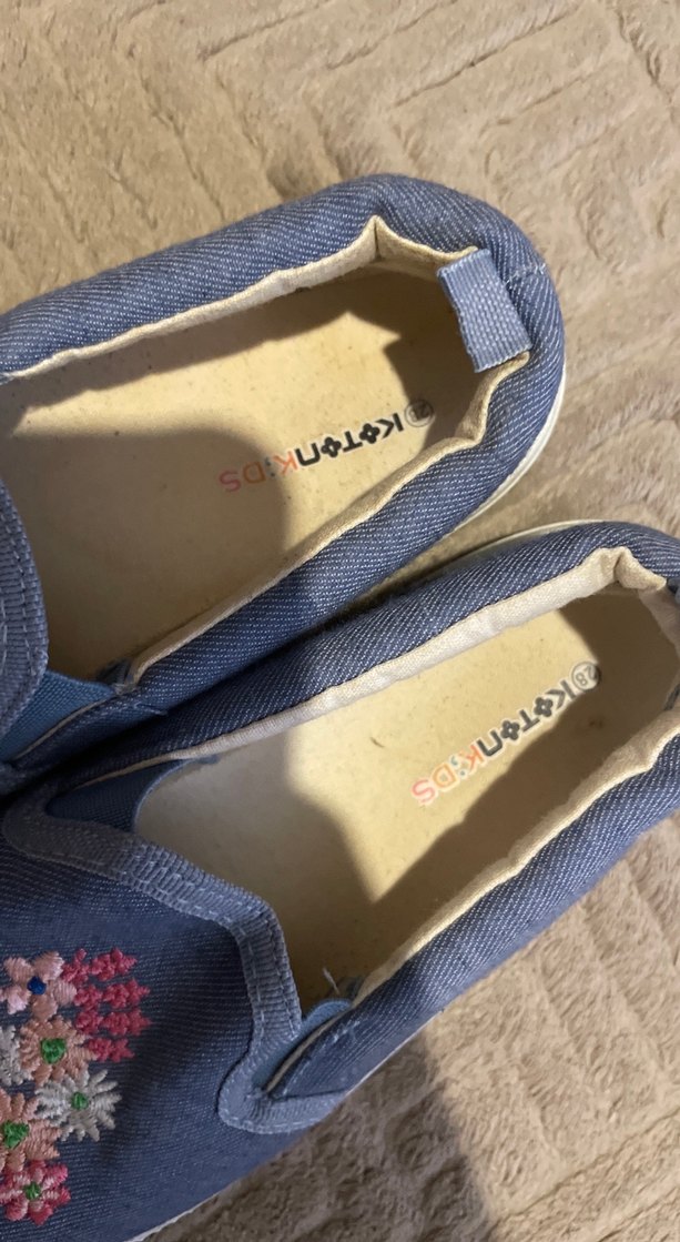 Nakışlı Mavi Kız Çocuk Kot Loafer - Görsel 3