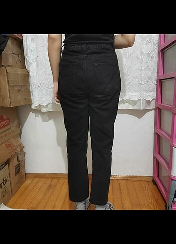 Siyah kot mom jeans