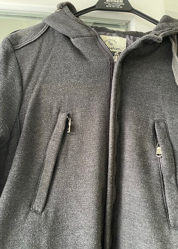 Erkek Gri Fermuarlı Kaban - Görsel 2