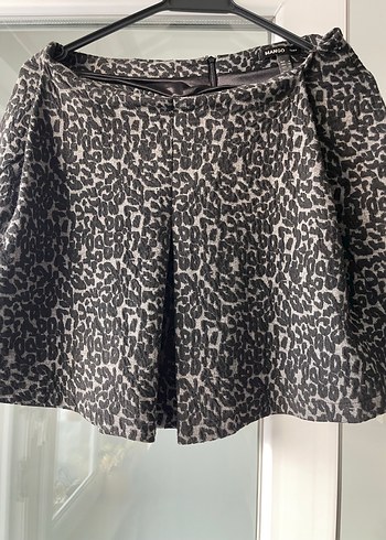 Gri Yılan Desenli Pilili Mini Etek - Görsel 2