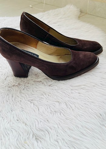 Kahverengi Süet Kadın Topuklu Ayakkabı - Görsel 2
