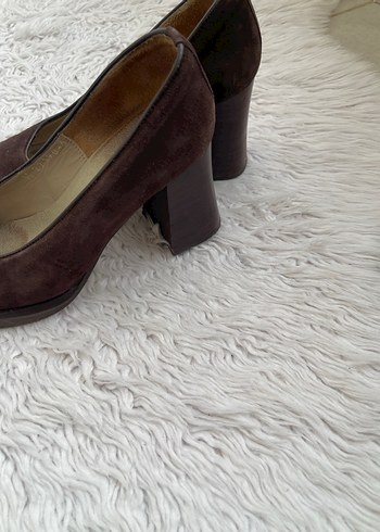 Kahverengi Süet Kadın Topuklu Ayakkabı - Görsel 3