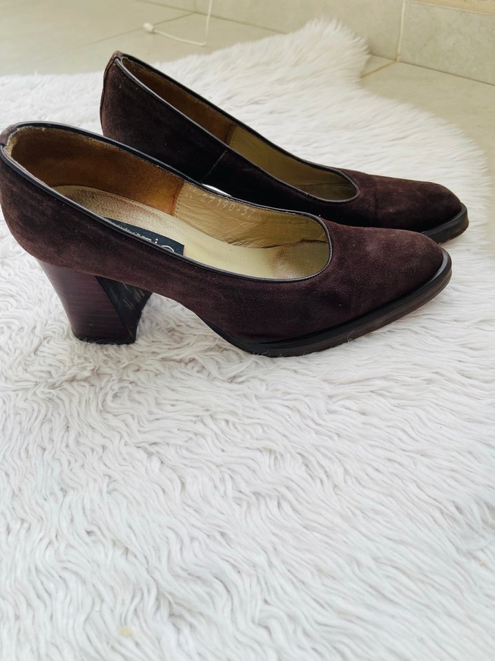 Kahverengi Süet Kadın Topuklu Ayakkabı - Görsel 2