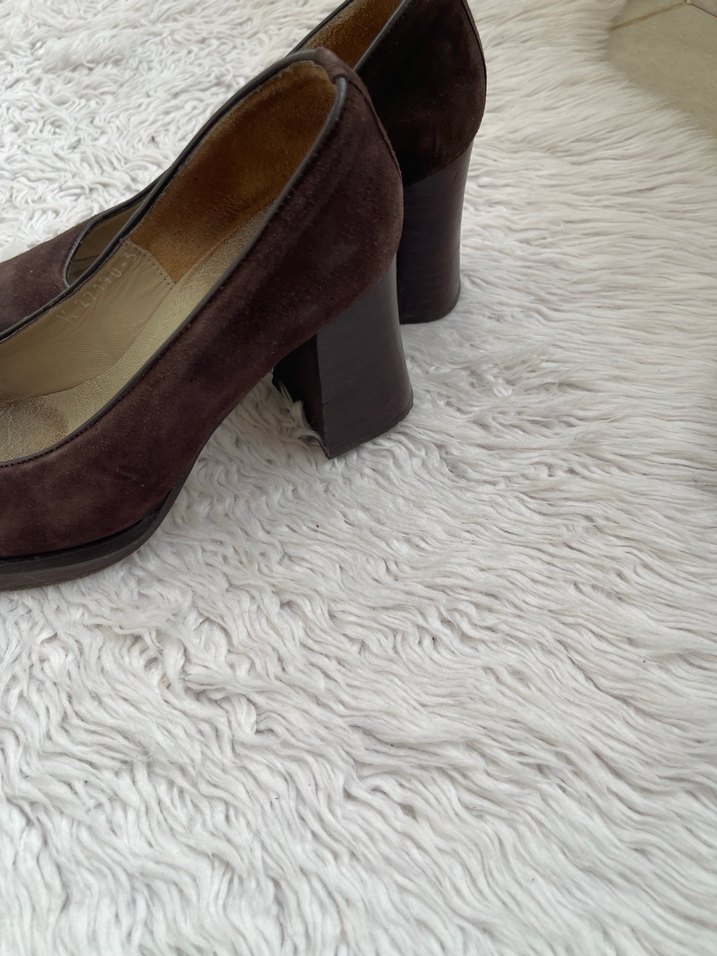 Kahverengi Süet Kadın Topuklu Ayakkabı - Görsel 3