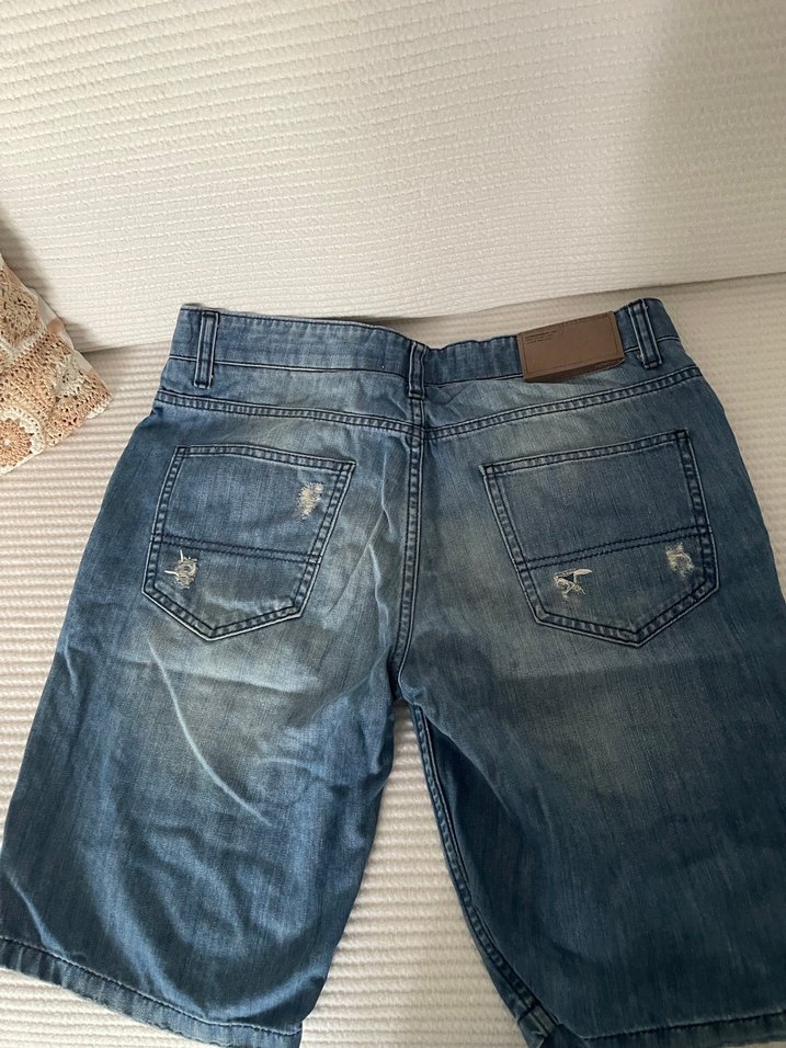 Mavi Bol Kesim Denim Şort - Görsel 4