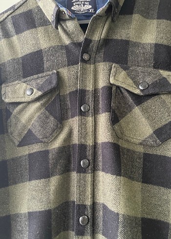 Haki Ekose Düğmeli Erkek Gömlek - Görsel 2