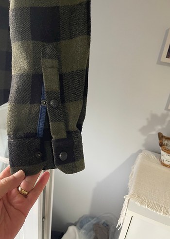 Haki Ekose Düğmeli Erkek Gömlek - Görsel 5