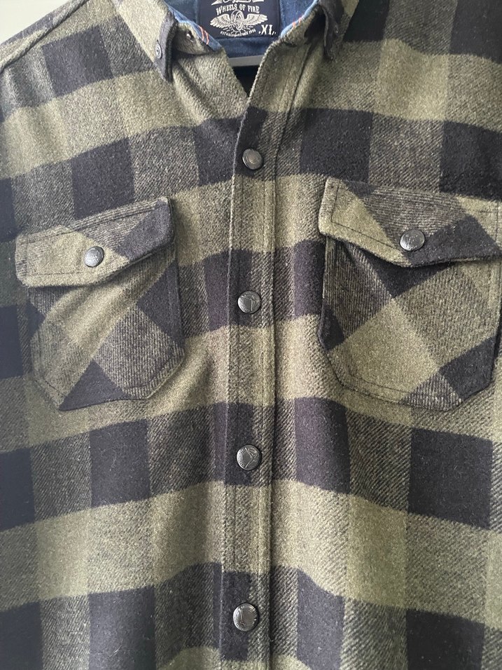 Haki Ekose Düğmeli Erkek Gömlek - Görsel 2