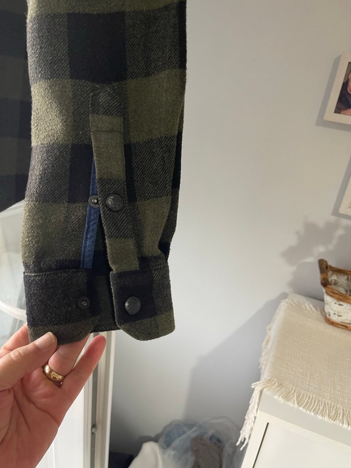 Haki Ekose Düğmeli Erkek Gömlek - Görsel 5