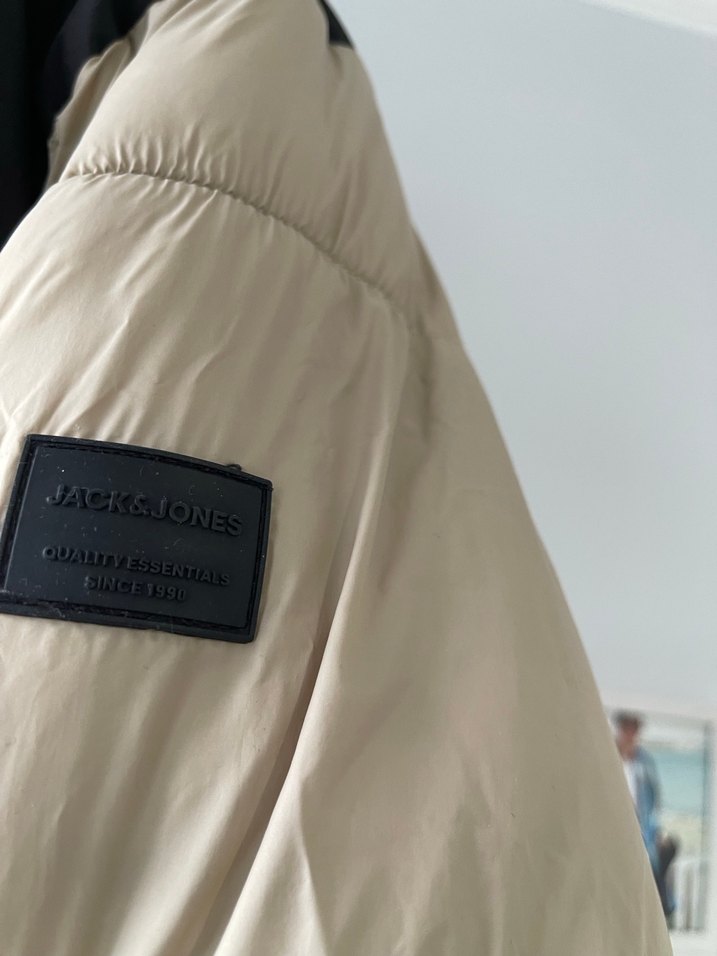 Jack Jones marka Bej Siyah Renkli Rahat Kesim Mont - Görsel 3