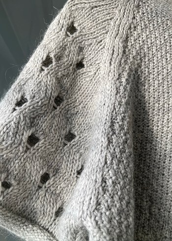 Gri Örgü Kadın Hırka Düğmeli panço - Görsel 2