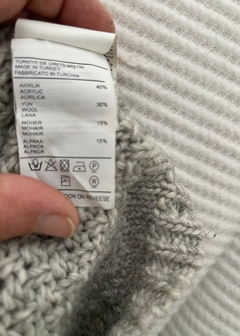 Gri Örgü Kadın Hırka Düğmeli panço - Görsel 6