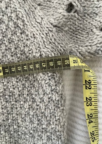 Gri Örgü Kadın Hırka Düğmeli panço - Görsel 7